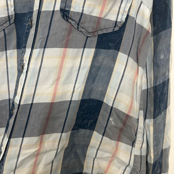 Kut from the Kloth Blue and White Plaid Button-Down Shirt - Picture 10 of 16